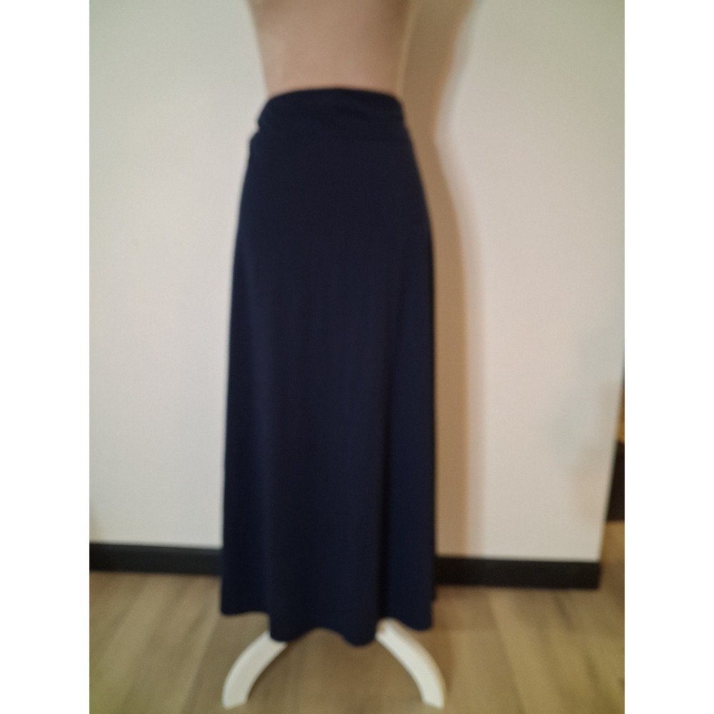 Vtg Basic Editions Navy Blue Maxi Skirt Womens Plus 2X Stretch Knit Modest New